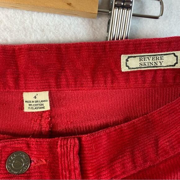 St Johns Bay Womens Corduroy Pants Sz 4 Red Skinny Straight Preppy Holiday‎ - Picture 4 of 11